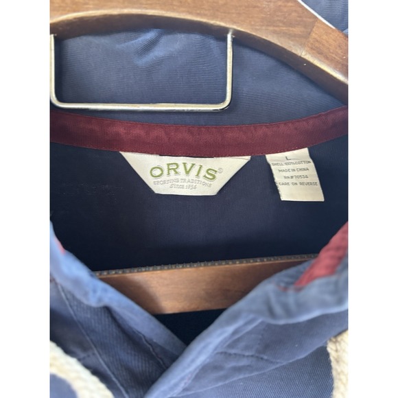 Orvis Men's Duffle Shawl Collar Heavy Rugby Sweatshirt L Large‎ Navy Blue Maroon - Picture 6 of 10